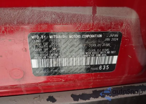 2024 Mitsubishi Outlander Se from USA, damaged, VIN JA4J3VA89RZ048600